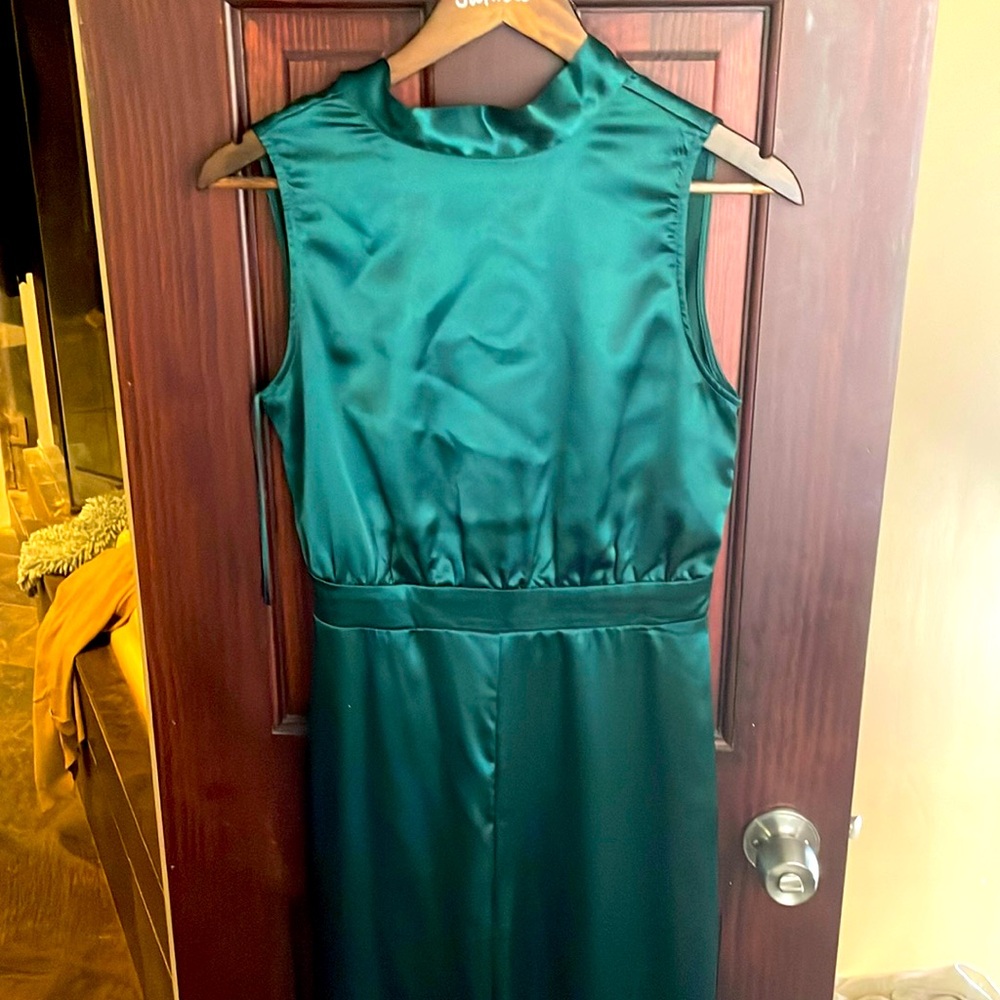 Emerald green silky jumpsuit